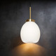 Pendant Light Gold Metal Ribbed Matt Opal Glass 60W E27 205mm Pendant Light Gold Metal Ribbed Matt Opal Glass 60W E27 205mm